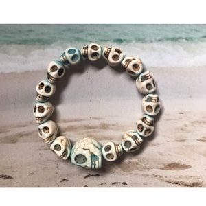 Turquoise Skull Stretch Bracelet